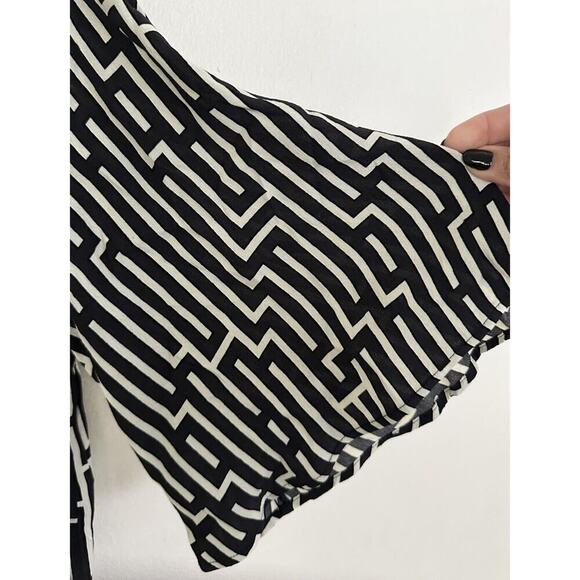 GP & J Baker X H&M Black & Ivory Geometric Print Dress SZ 10 - Picture 4 of 10